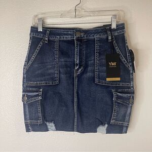 YMI Y2K Jean Cargo Midi Skirt Size 11/30 Juniors